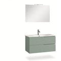 set arredo bagno verde ceramica illuminato a led con cassetti