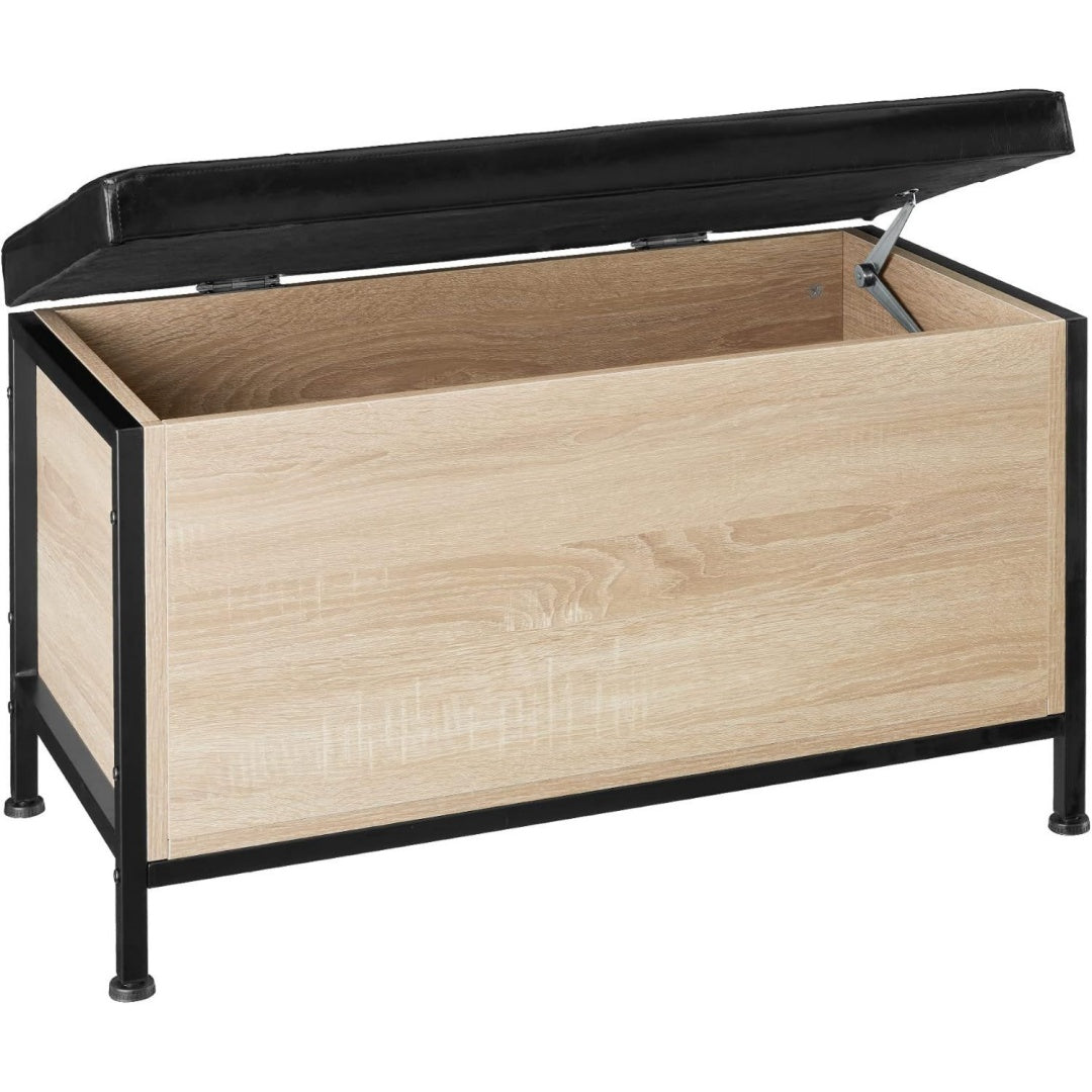 panche contenitore legno pelle sintetica per ingresso letto