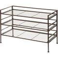 scaffali portascarpe marrone per letto